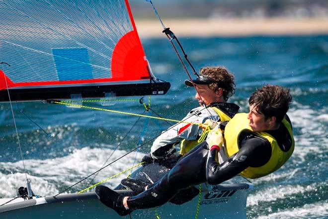 Owen Bowerman and Morgan Peach,29er,GBR 18 - 2014 RYA Youth National Championships ©  Paul Wyeth / RYA http://www.rya.org.uk